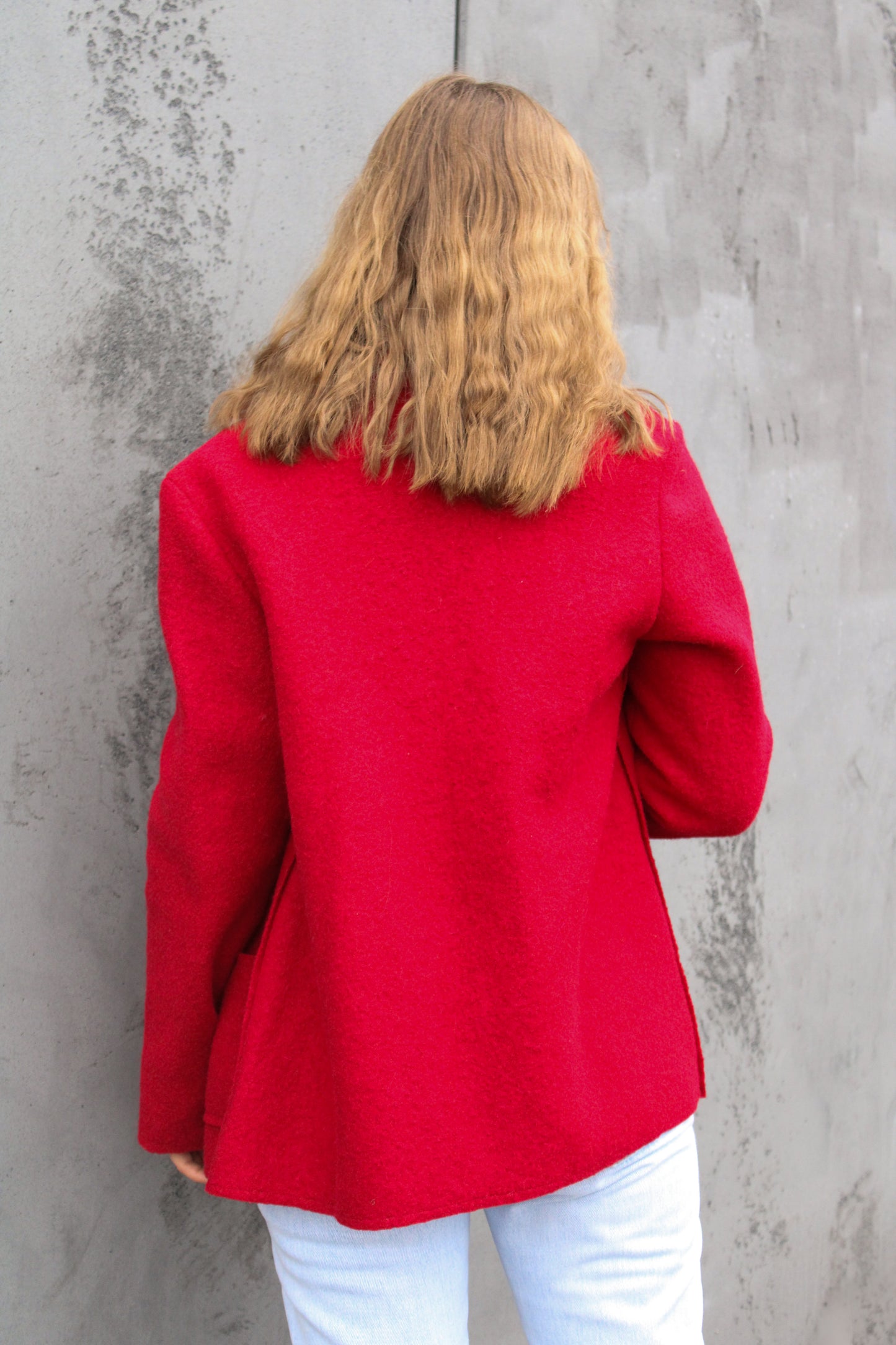 Kurze Wolljacke 100% Schurwolle/Wollwalk Rot Nr. 638
