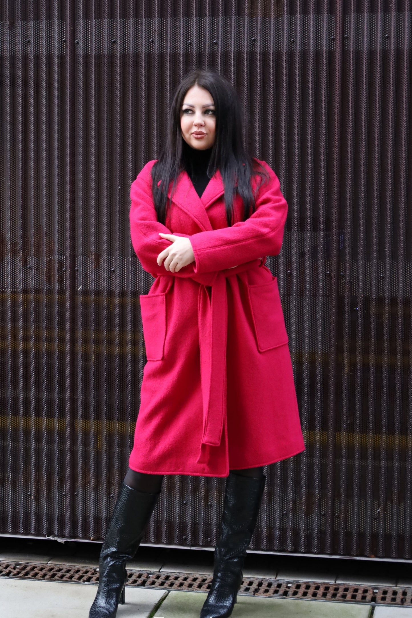 Mantel aus Merinowolle in Fuchsia Nr. 49