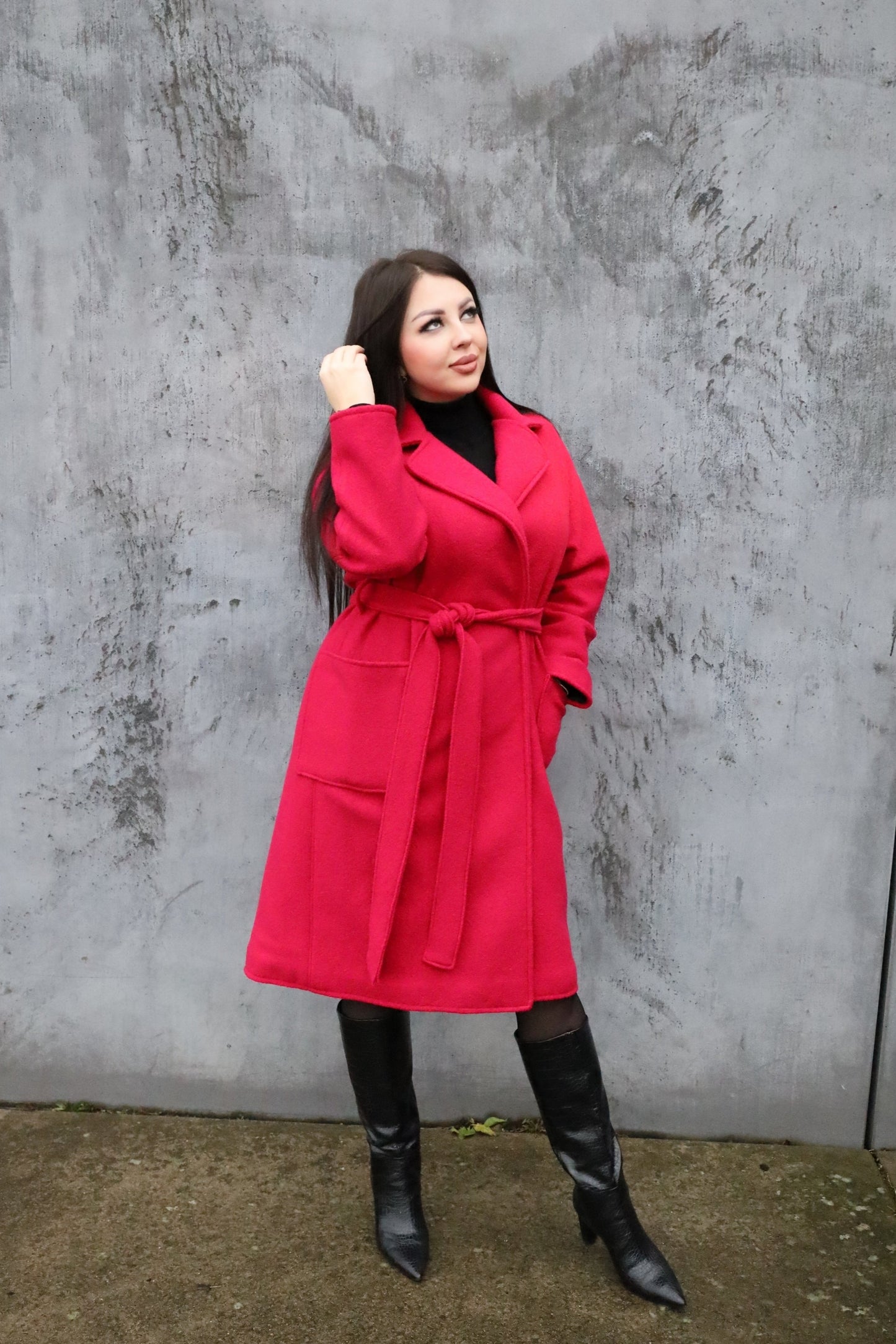 Mantel aus Merinowolle in Fuchsia Nr. 49