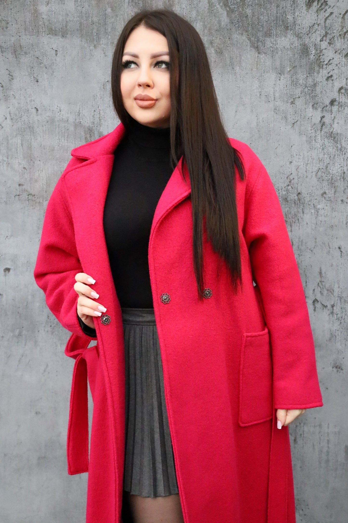Mantel aus Merinowolle in Fuchsia Nr. 49