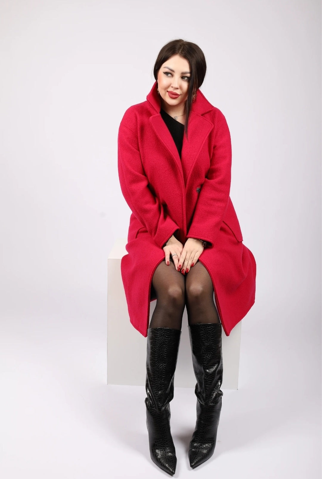 Mantel aus Merinowolle in Fuchsia Nr. 49