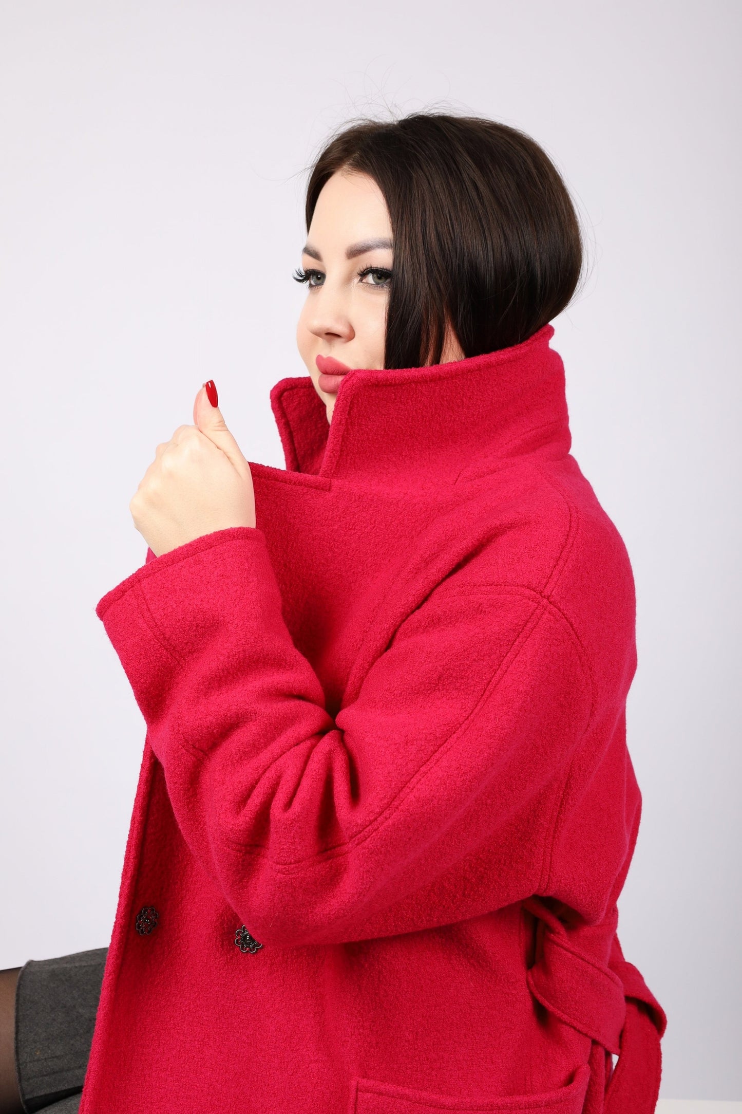 Mantel aus Merinowolle in Fuchsia Nr. 49