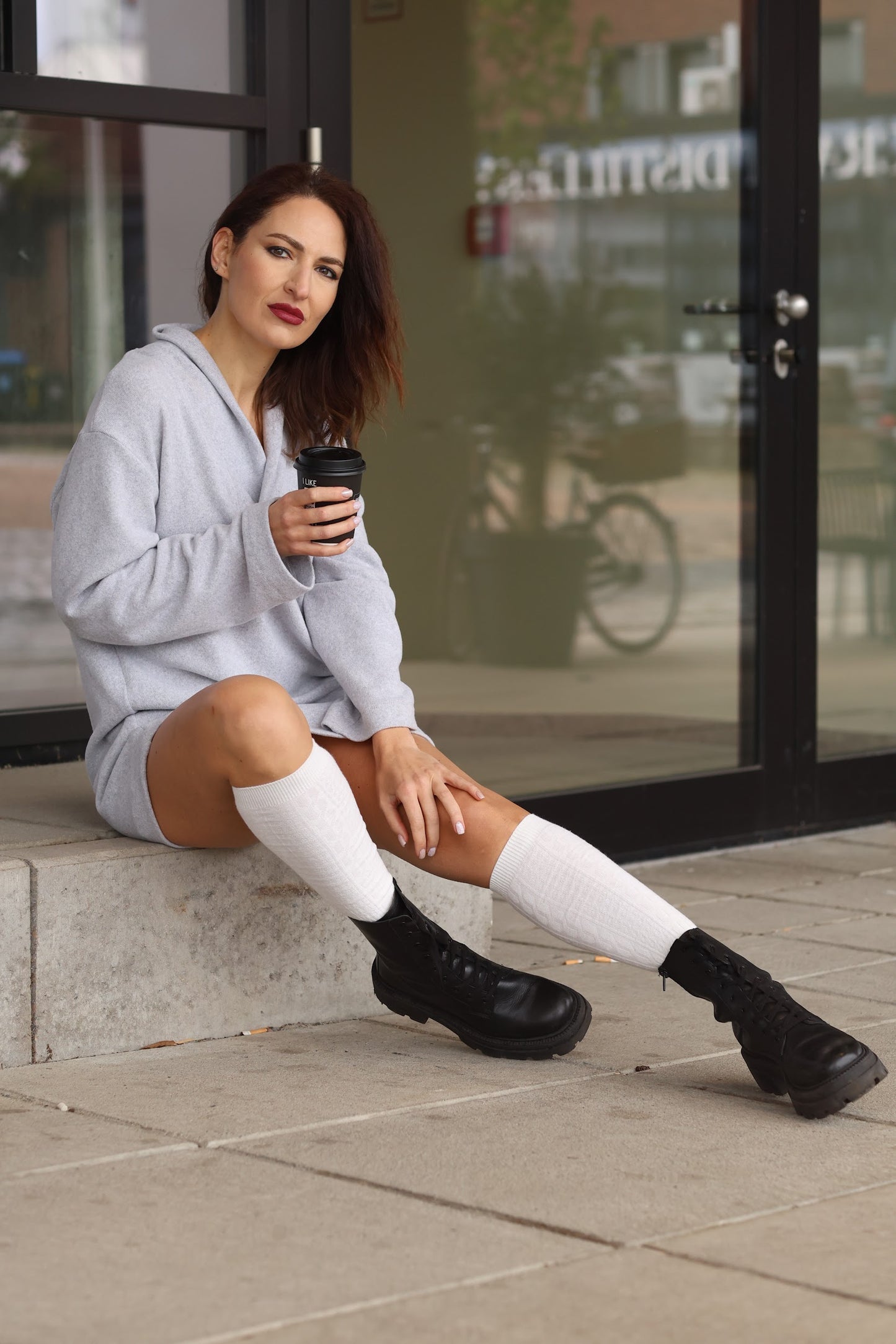 Longpullover aus Baumwollstrick in Hellgrau