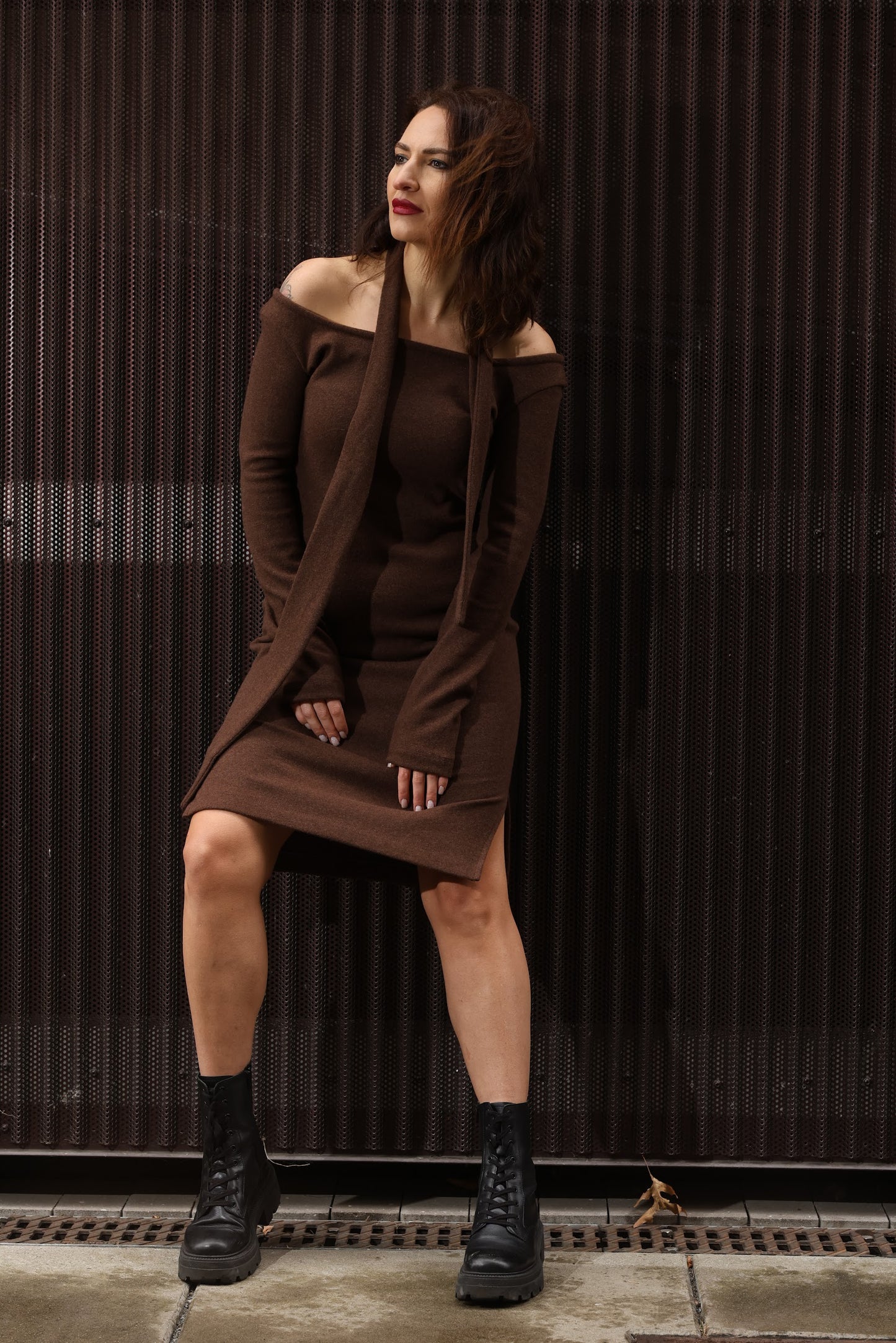 Strickkleid aus Merinowolle, Schokoladenbraun