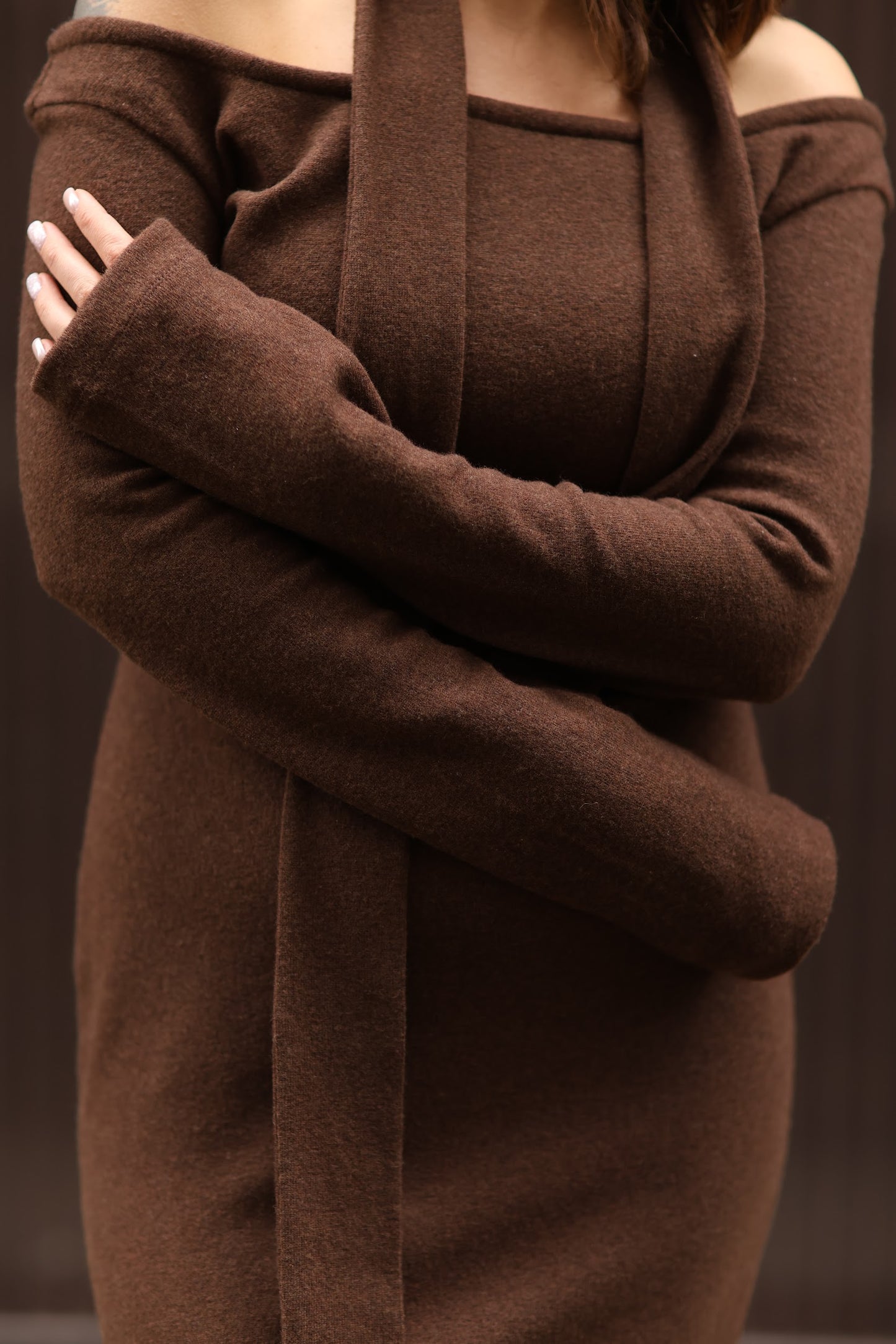 Strickkleid aus Merinowolle, Schokoladenbraun