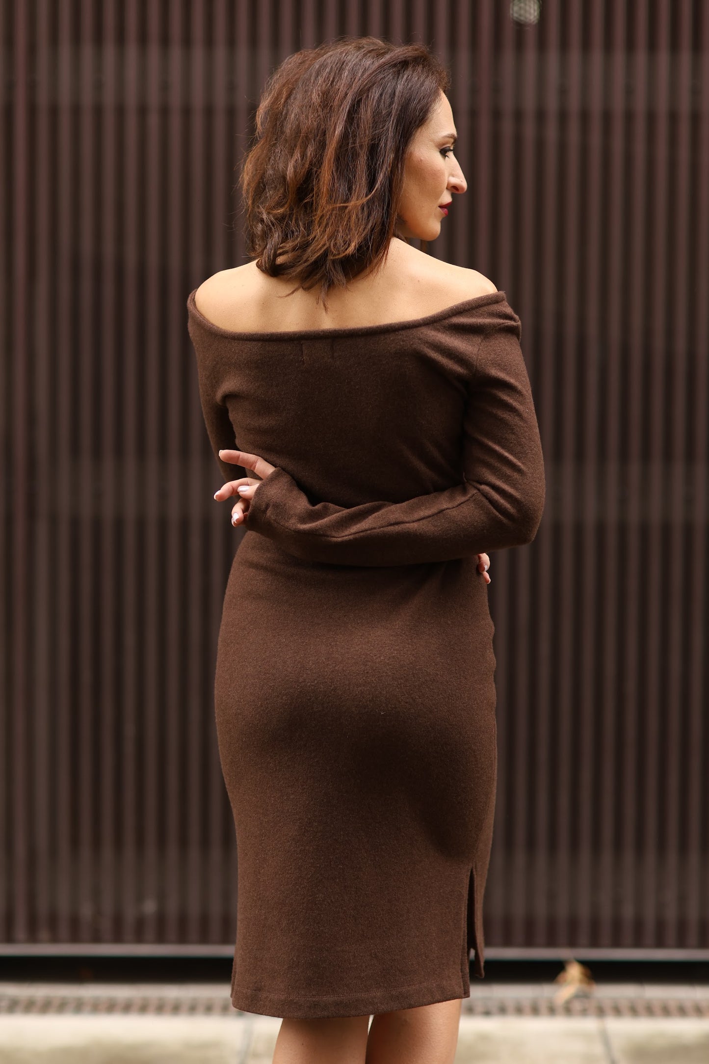 Strickkleid aus Merinowolle, Schokoladenbraun