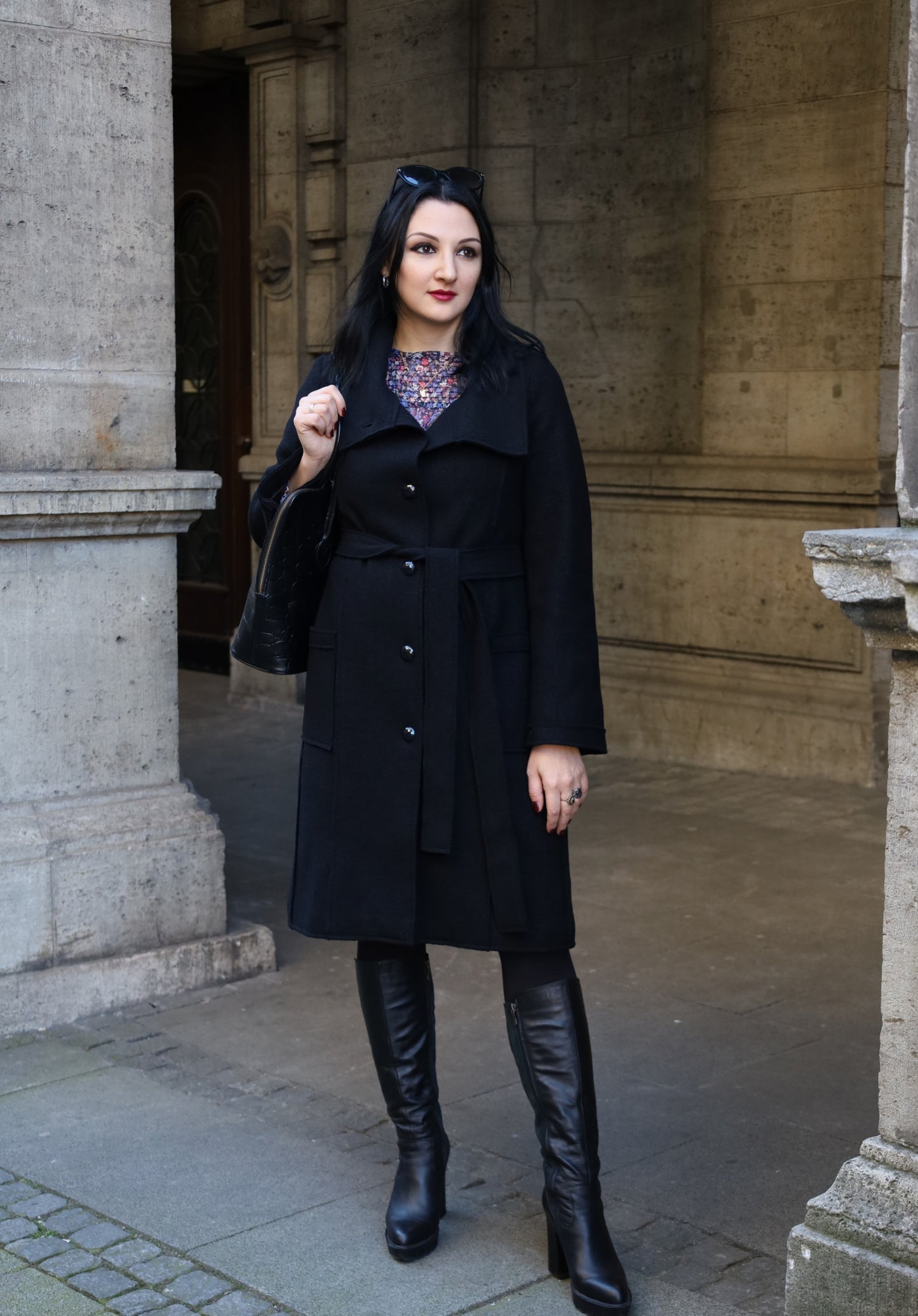 Mantel aus Merinowolle in Schwarz Nr. 97