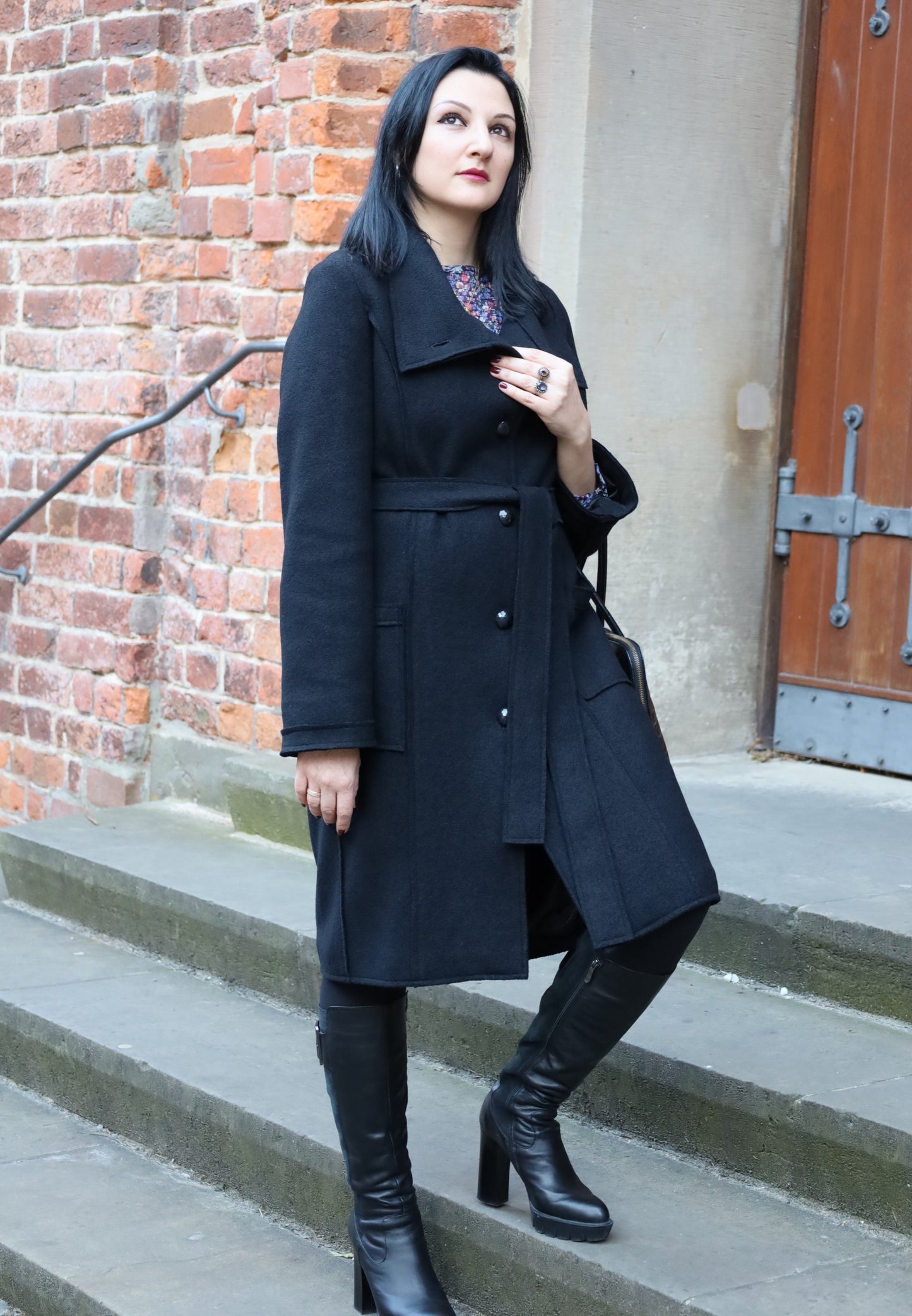 Mantel aus Merinowolle in Schwarz Nr. 97