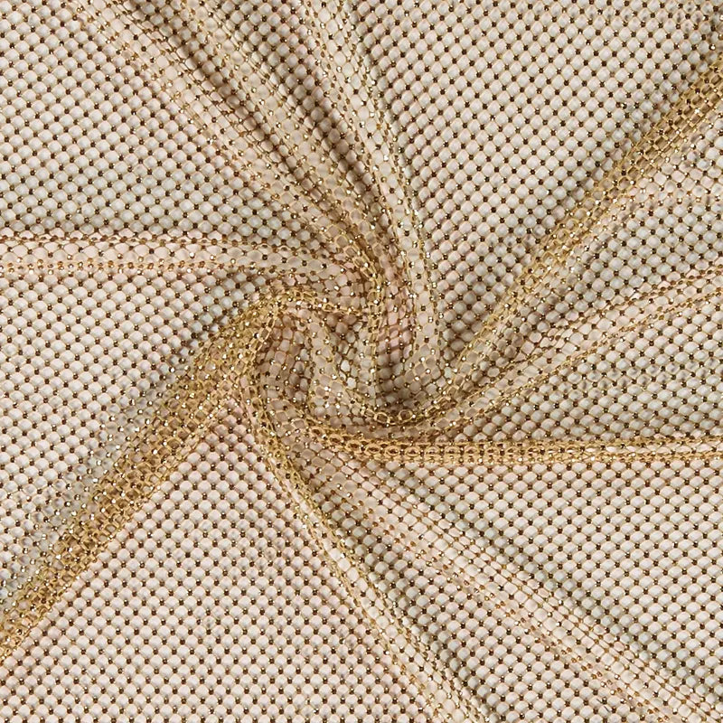 Netzkleid mit Strasssteinen in Beige