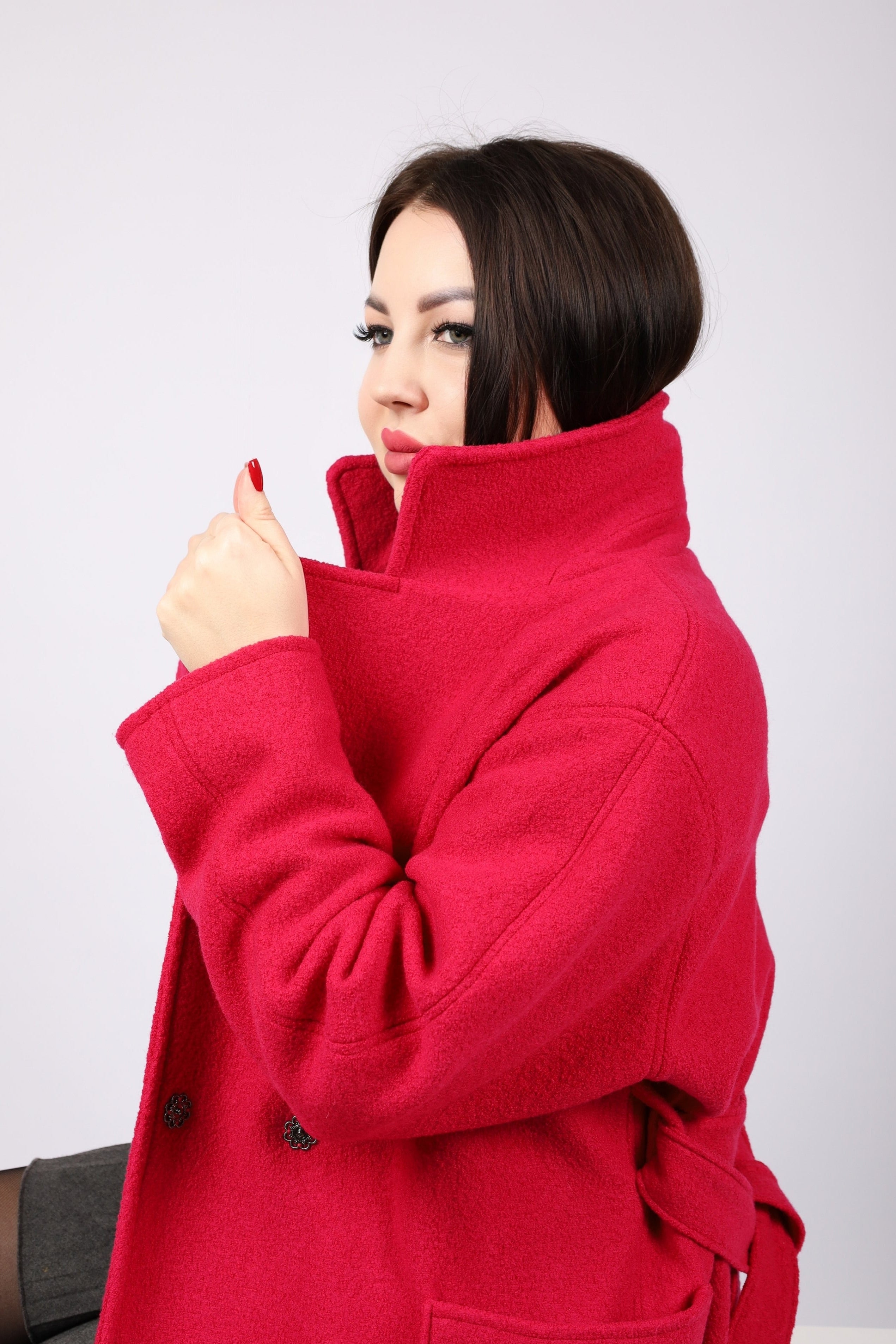 Mantel aus Merinowolle in Fuchsia Nr. 49