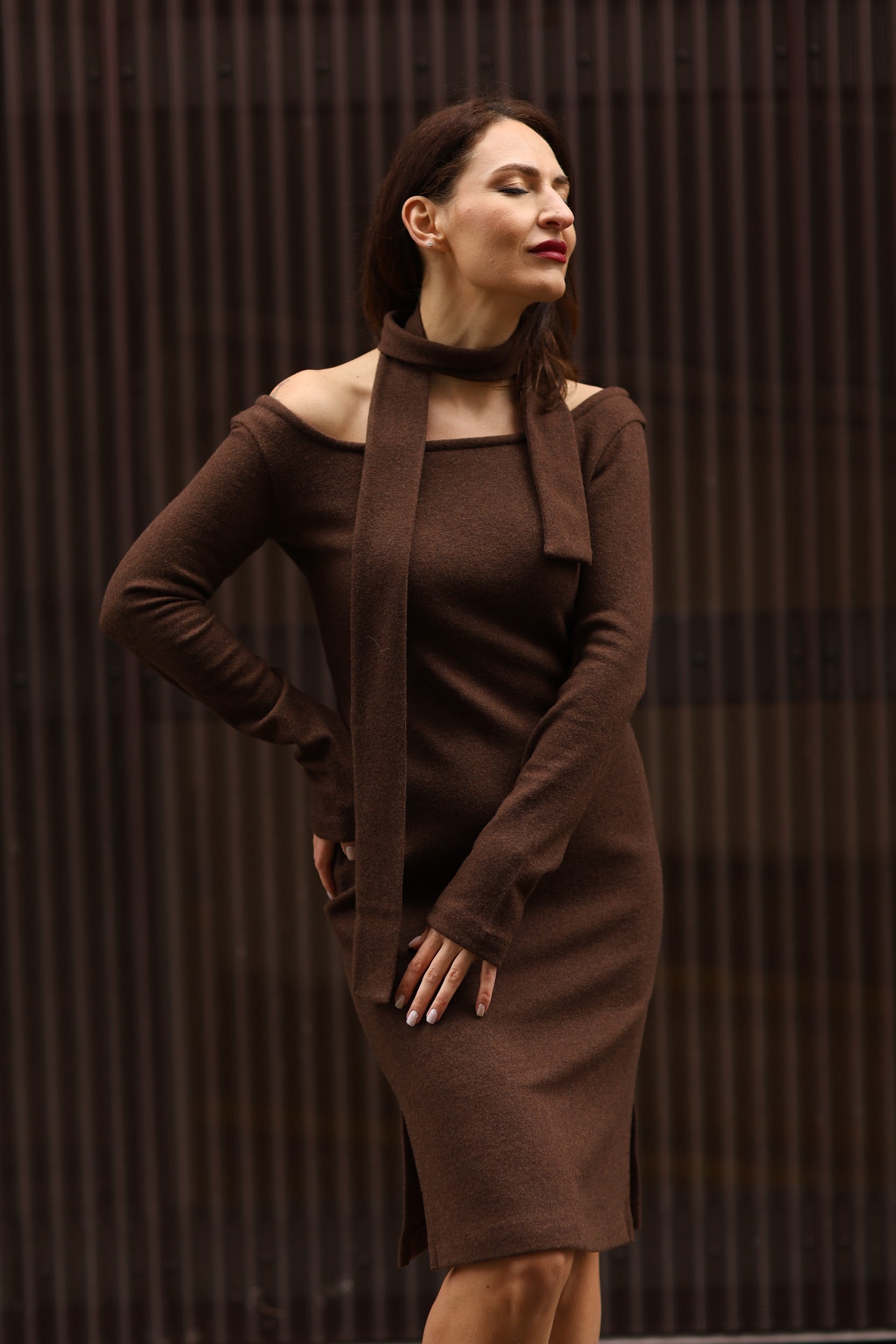 Strickkleid aus Merinowolle, Schokoladenbraun