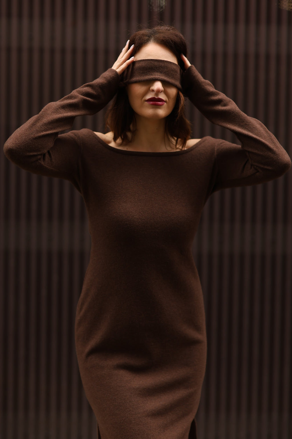 Strickkleid aus Merinowolle, Schokoladenbraun