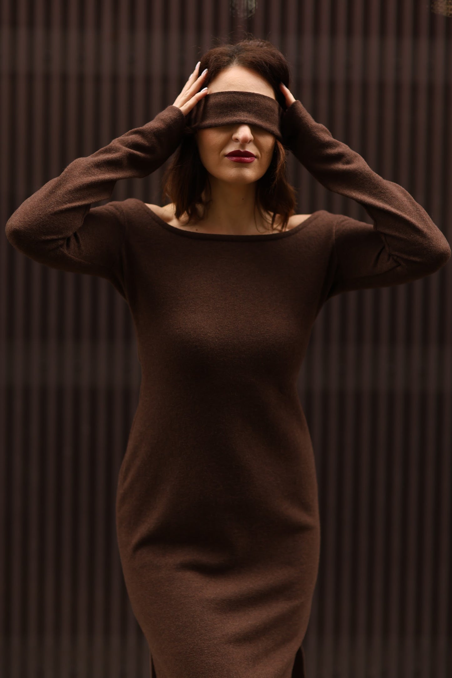 Strickkleid aus Merinowolle, Schokoladenbraun