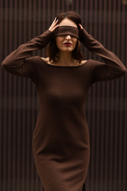 Strickkleid aus Merinowolle, Schokoladenbraun