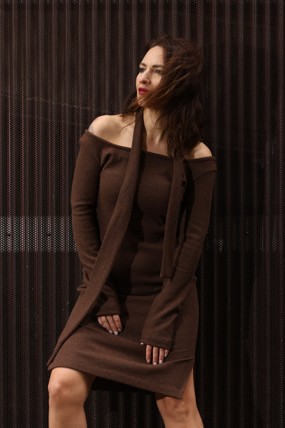 Strickkleid aus Merinowolle, Schokoladenbraun