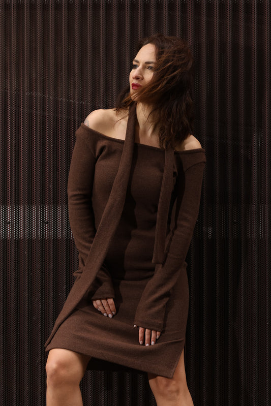 Strickkleid aus Merinowolle, Schokoladenbraun