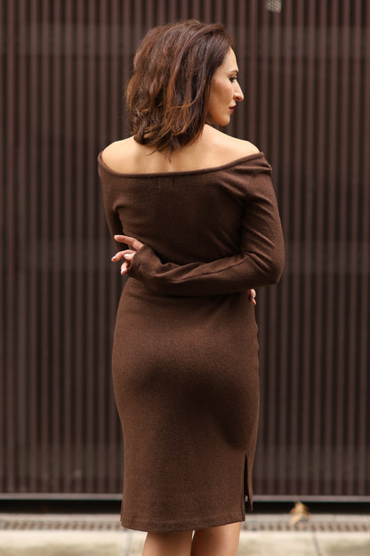 Strickkleid aus Merinowolle, Schokoladenbraun