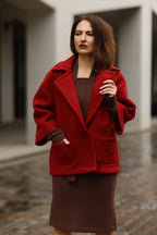 Hüftlange Wolljacke in Rot, Nr. 339
